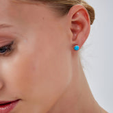 Blue Turquoise Dome Sterling Silver Stud Earrings